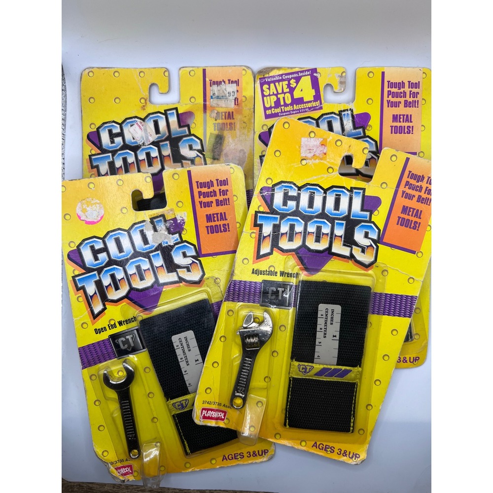 Vintage Playskool 1993 Cool Tools Set Of 4 Wrenches And Screwdriver Sealed Mini